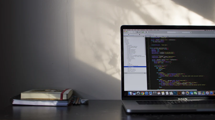 Laptop screen showing programming code