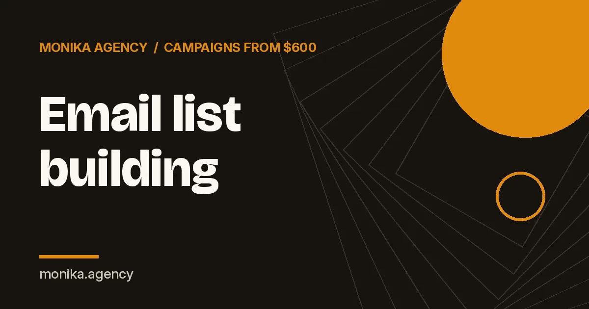 email list building service cover image by Monika Agency